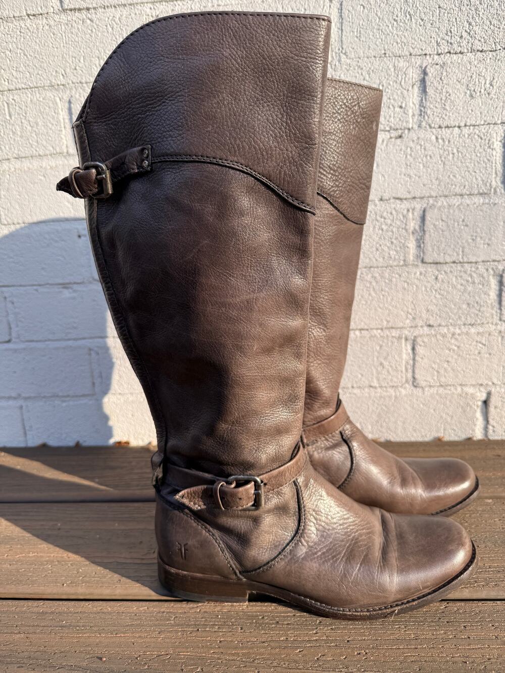 Frye Philip Harness Tall Brown Leather Riding Boots Women’s Size 7.5